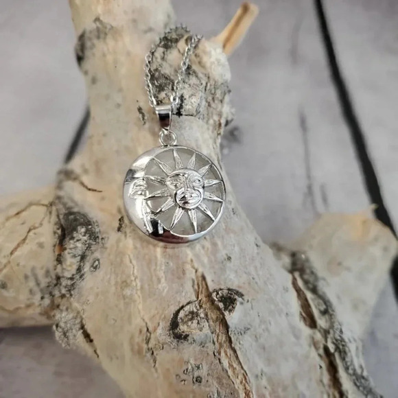 Quartz Sun and Moon Pendant Necklace - Picture 6 of 9